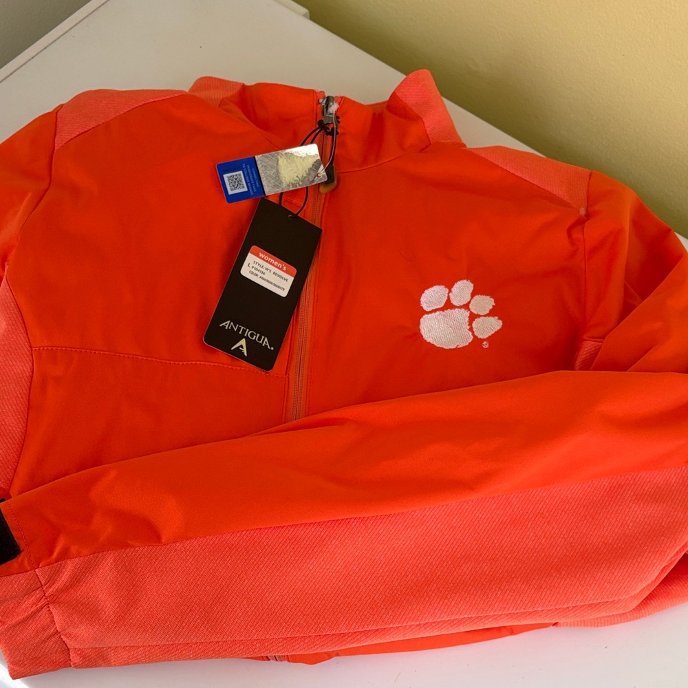 Clemson Tigers NWT Antigua Orange LINED Poly Jacket Size L